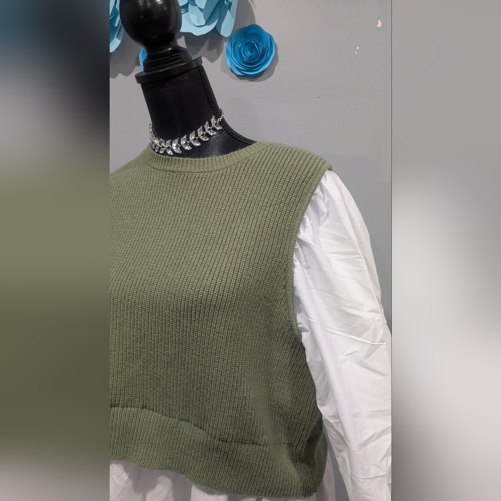 Eloquii Twofer Poplin Dress with Sweater - Picture 4 of 6